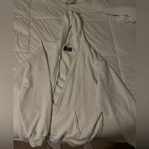 Oversized White Zip Up Hoodie